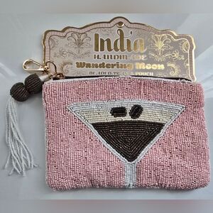India Handmade Martini Pink Beaded Pouch